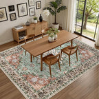8x10 Area Rugs for Living Room: Washable Rug Soft Vintage Distressed Floral - Image 5