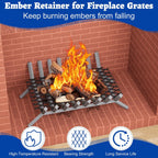 Ember Retainer for Fireplace Grates, 16 x 10 Inch Solid Steel Fireplace Grate Ember Retainer, Keep Burning Embers from Falling, Fire Place Accessories for Camping, Fire Pits, 2 Pack