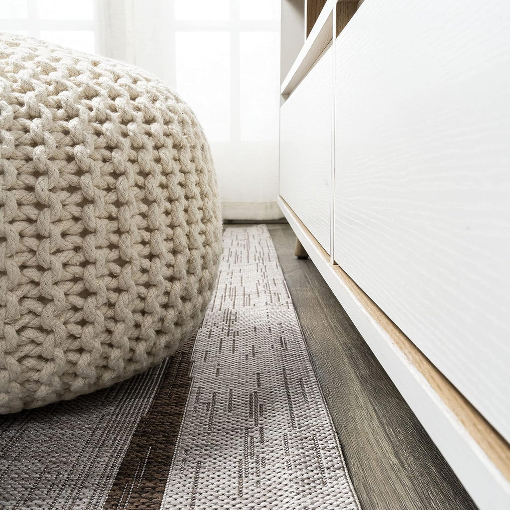 JONATHAN Y Berber Stripe Indoor Outdoor Runner Rug 2X10 Beige/Brown, Colonia for Backyard, Patio, Porch, Easy-Cleaning, High Traffic, Pet-Friendly, Non-Shedding (SMB125A-210)