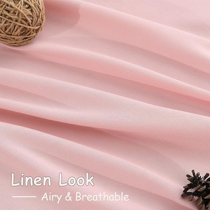 Pink Linen Curtains 90 Inch Long 2 Panels Set - Image 5