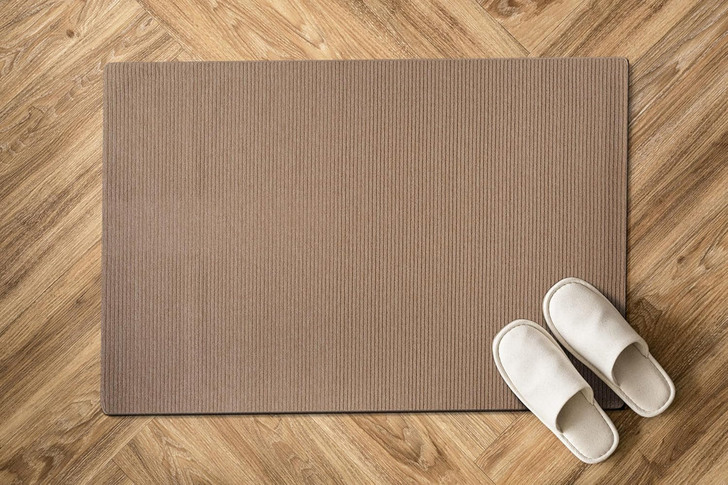 Luul Home Non Slip Beige Solid Rubber Back Thin Door Mat for Entryway 2x3 for Kitchen, Rug for Bathroom, Stain Resistant Easy Cleaning Non Shedding Carpet Beige 2 x 3