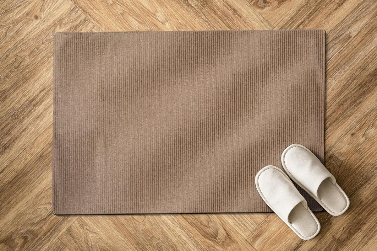 Luul Home Non Slip Beige Solid Rubber Back Thin Door Mat for Entryway 2x3 for Kitchen, Rug for Bathroom, Stain Resistant Easy Cleaning Non Shedding Carpet Beige 2 x 3