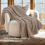 Bedsure GentleSoft Light Brown Fleece Blanket - Image 3
