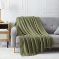 BOURINA Dark Olive Throw Blanket 50x60 Inches Throw Textured Solid Soft Sofa by BOURINA
