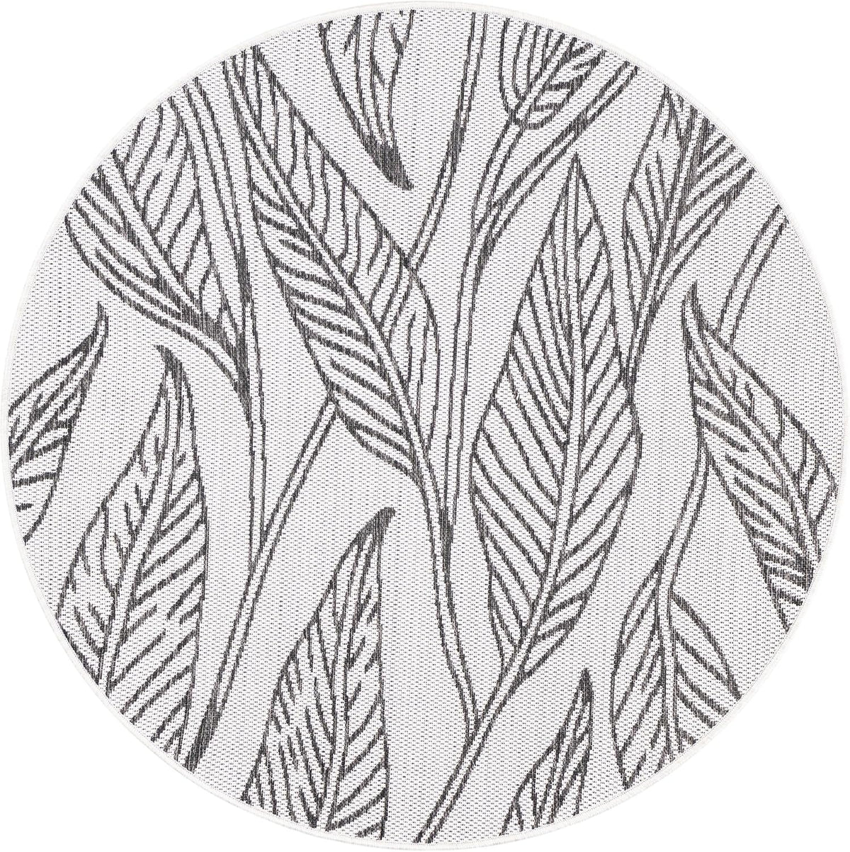 Unique Loom Outdoor Botanical Collection Area Rug - Leaf (2' x 6' 1" Runner, Charcoal Ivory)