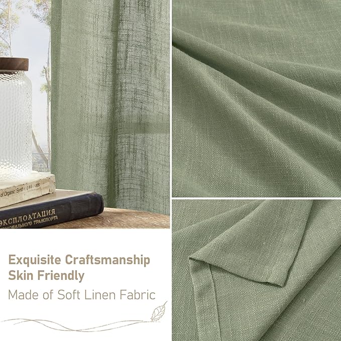 LAMIT Sage Green 80 inch Linen Curtains - Image 6
