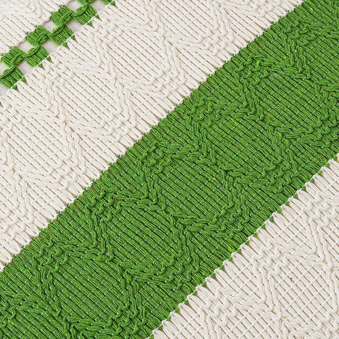 Fancy Homi Set of 1 Boho Lime Green Lumbar Decorative Throw Pillow Cover 12x20 - Image 4