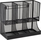 Mind Reader Multipurpose Countertop Organizer, Office Breakrooms, Cup and Condiment Station, Metal Mesh, Black