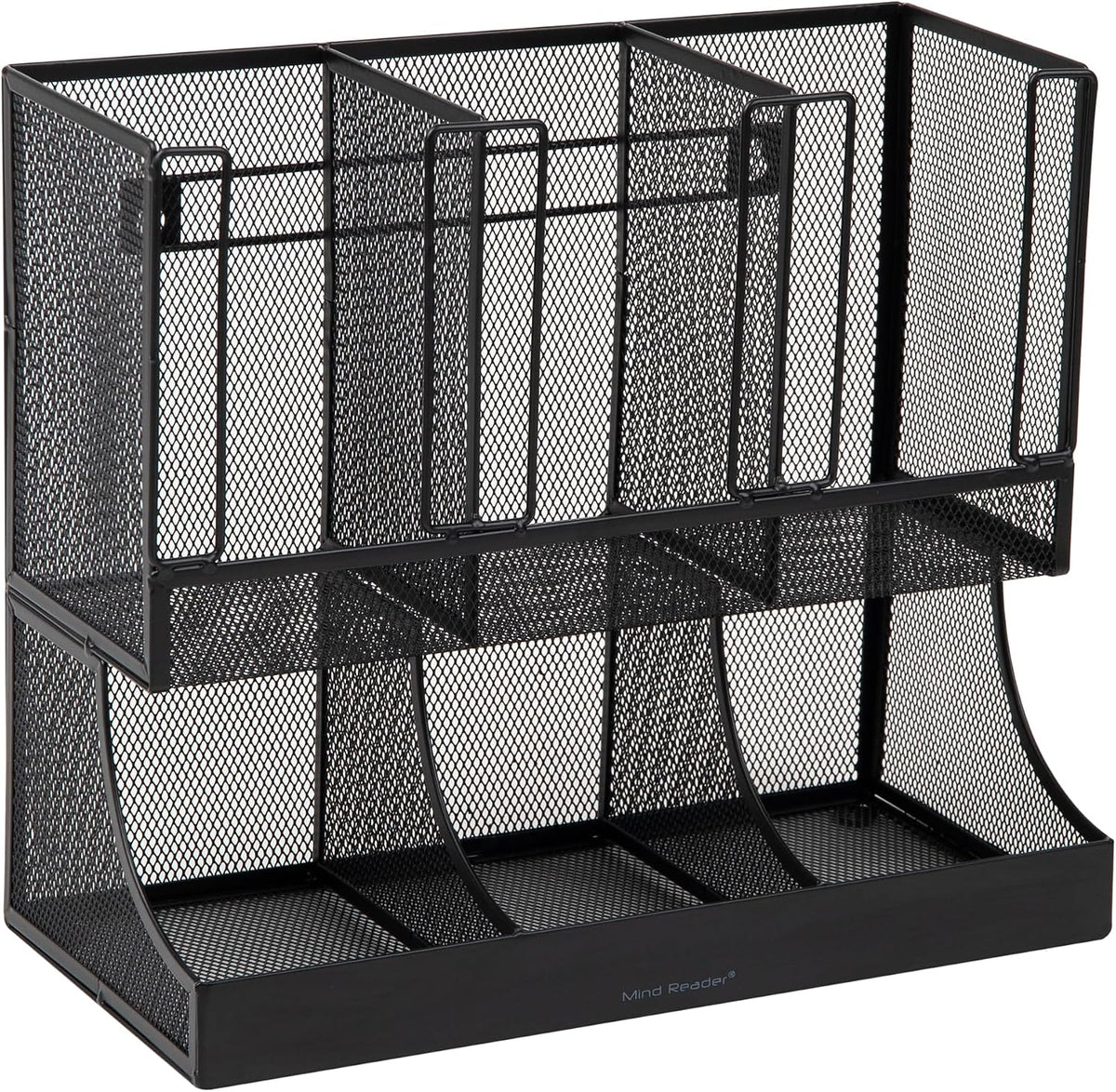 Mind Reader Multipurpose Countertop Organizer, Office Breakrooms, Cup and Condiment Station, Metal Mesh, Black