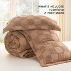 Bedsure Taupe Comforters Queen Set, Vintage Boho Plaid Bedding Set 3 Pcs