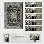 5x7 Area Rugs Living Room Rug: Washable Vintage Boho Medallion Rug No Slip - Image 2