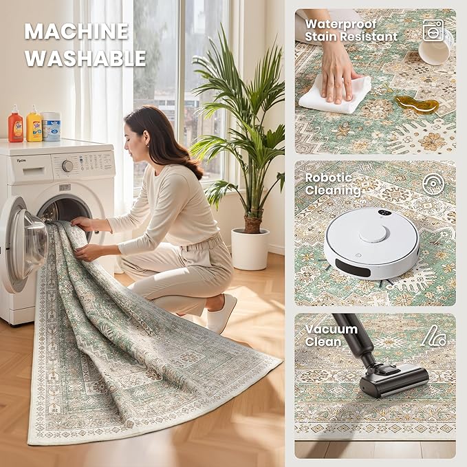 zesthome 8x10 Area Rugs for Living Room, Non-Slip Backing Washable Rugs - Image 5