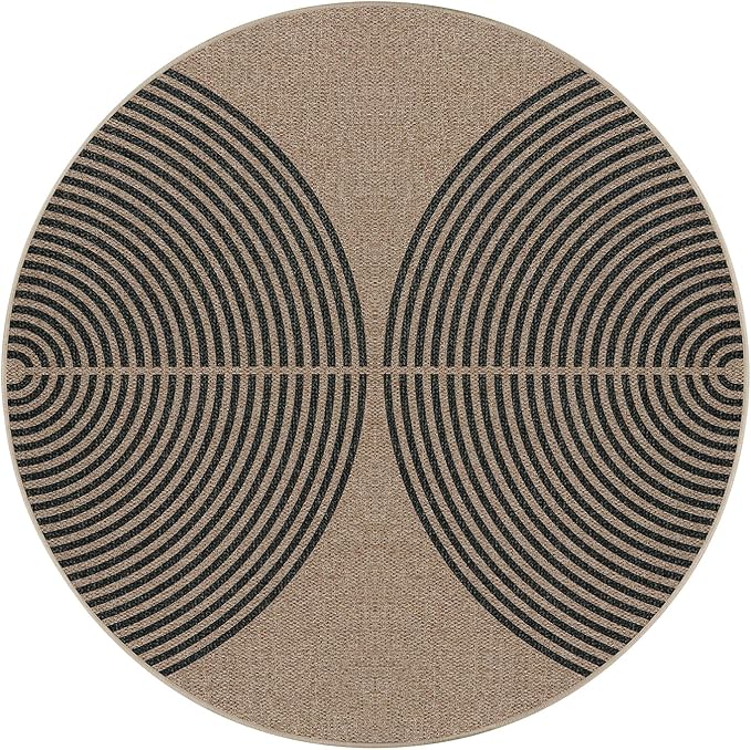 Lahome Modern Rainbow Round Rug 4ft, Washable Outdoor Rugs - Image 7