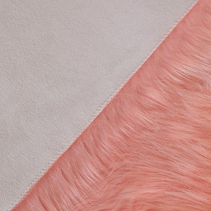 linmopm Faux Fur Rug Sheepskin Shag Fluffy Fuzzy 6x9 ft Pink Rugs - Image 4