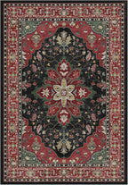 Area Rugs Round 8ft Washable Non-Slip, Floral Vintage Distress Print Pattern by RELEANY