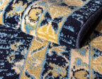 Unique Loom Taftan Collection Border Geometric Tribal Inspired Design Area Rug (4' 0 x 6' 0 Rectangular, Navy Blue/ Gold)