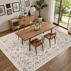 Area Rugs 10x12 Living Room Rug: Washable Rug Soft Vintage Distressed Floral - Image 4