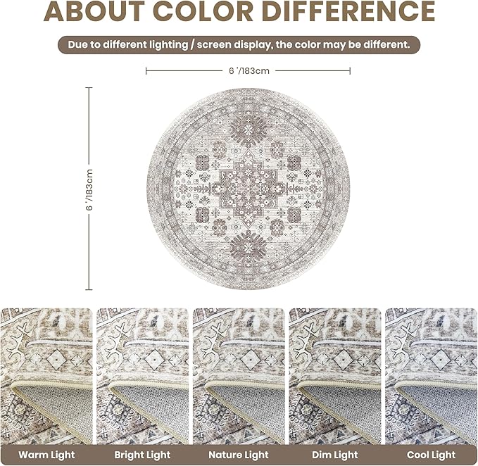 zesthome Washable Round Area Rugs - Image 2