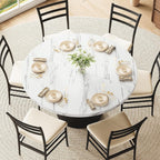 ComfyCorner 47" Round Dining Table, Circle Fluted Kitchen Table Only Marble