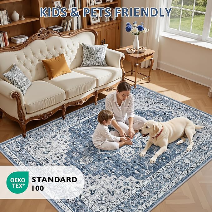 2x3 Area Rugs Living Room Rug: Washable Vintage Boho Medallion Rug No Slip - Image 8
