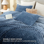 BEDELITE Fleece Queen Comforter Set, Fluffy Bed Set, Blue Ombre