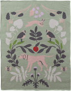 Creative Co-Op Cotton Knit Baby Blanket with Botanical and Animal Motifs, Multicolor