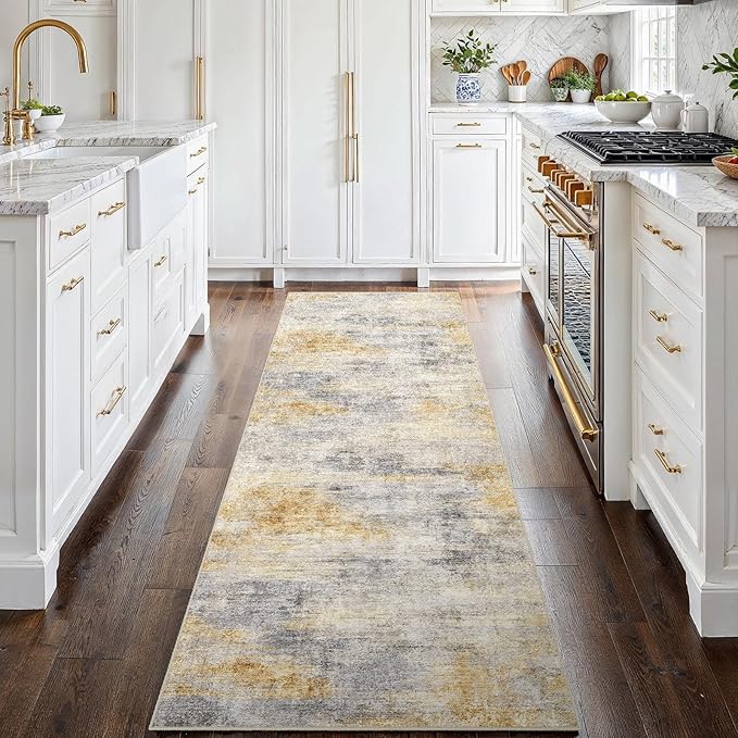 2'6''x8' Washable Kitchen Runner Rug: Modern Abstract Runners by Ksrau