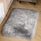 Goolela Grey Fluffy Fuzzy Furry Rug 2x3 Gray Faux Sheepskin Fur Rug - Image 2