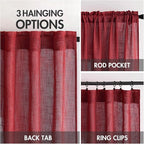 MIULEE Burgundy Red Linen Curtains 96 Inch Long - Image 3