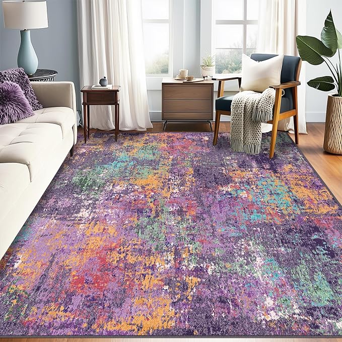 Washable Area Rugs 5'x8' Non-Slip Modern Abstract Soft by RELEANY