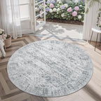 Soalmost 5x5 Grey Round Rug 5ft Living Room Circle Rug Vintage Gray Round Area - Image 7