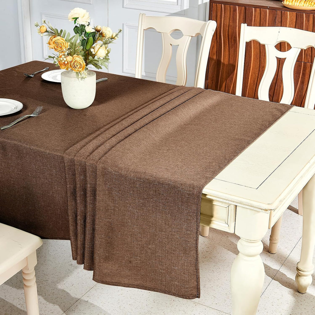 IVAPUPU Textured Linen Rectangle Table Cloth, Coffee, 52 x 70 Inch