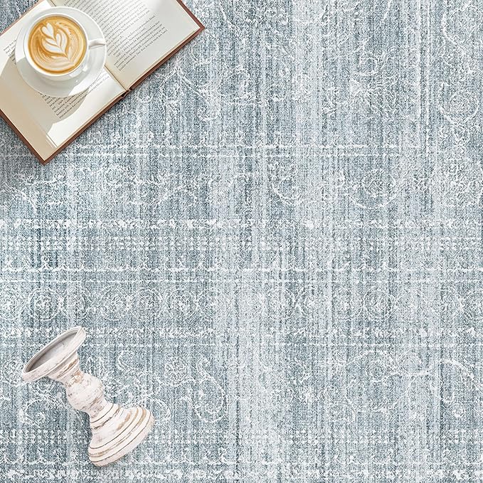 8x10 Area Rugs Living Room: Washable Large Neutral Soft Rug Farmhouse Stain - Image 8
