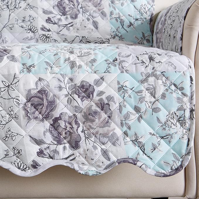 Great Bay Home Reversible Floral Patchwork Sofa Furniture Protector - Image 2
