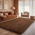 Ophanie Brown Rugs for Bedroom Living Room, Fluffy Fuzzy Furry Carpet, Plush - Image 3