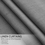 Nanspring Blazer Grey Curtain Linen Blend Light Filtering Back Tab Curtains 108 - Image 2