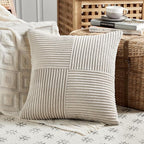 Fancy Homi 2 Packs Neutral Taupe Samll Decorative Throw Pillow Covers 12x12 Inch - Image 2
