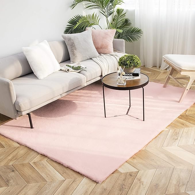 Ashler Faux Fur Rug, Ultra Soft Faux Rabbit Fur, 5 x 7 Feet Rectangle, Machine by AshlerHomeDeco