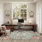 5x7 Area Rugs Living Room Rug: Washable Vintage Distressed Floral Rug No Slip - Image 6