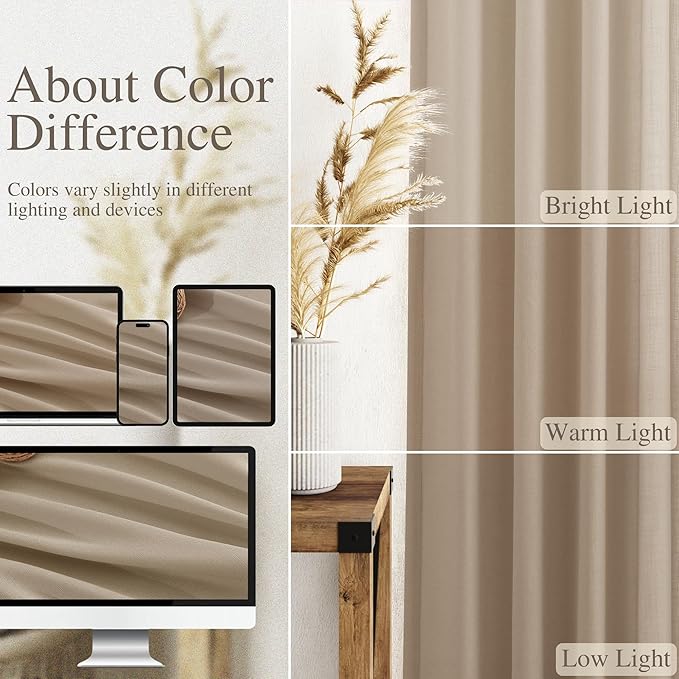 Sepia Beige Linen Curtains 102 Inches Long - Image 3