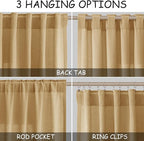 Gold Yellow Linen Curtains 102 Inches Long Rod Pocket Back Tab Drapes 2 Panels - Image 2
