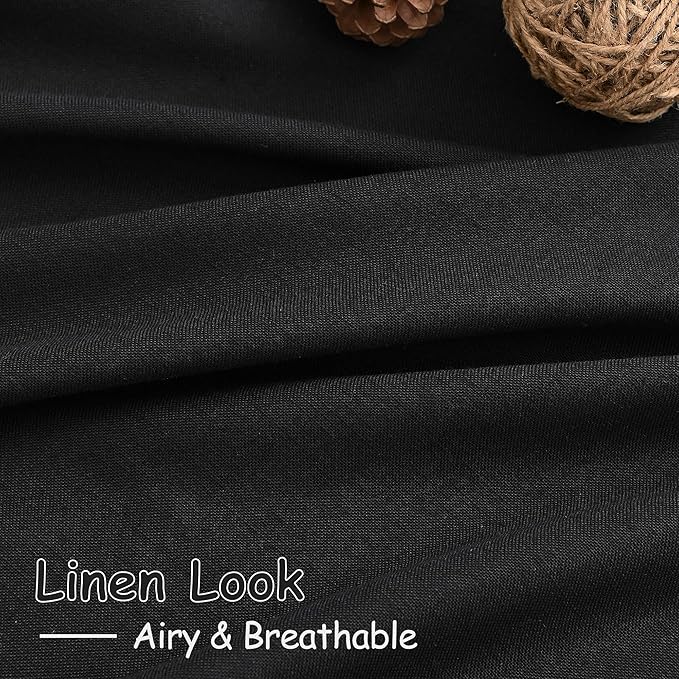 Nanspring Black Linen Curtains 24 Inch Length - Image 6