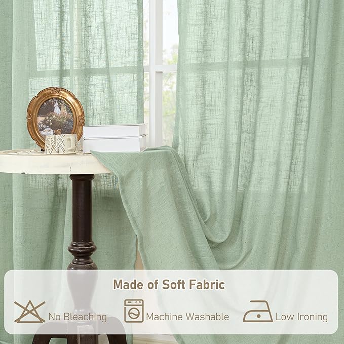 LAMIT Sheer Linen Curtains 63 Inch - Image 8