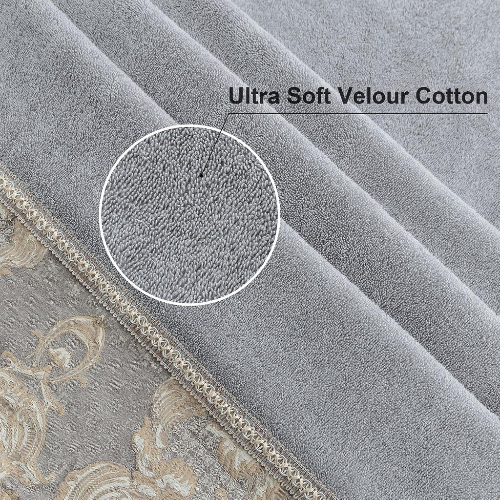 Loom and Mill Luxury Cotton Decorative Bath Towel Set 3 Piece, Grey