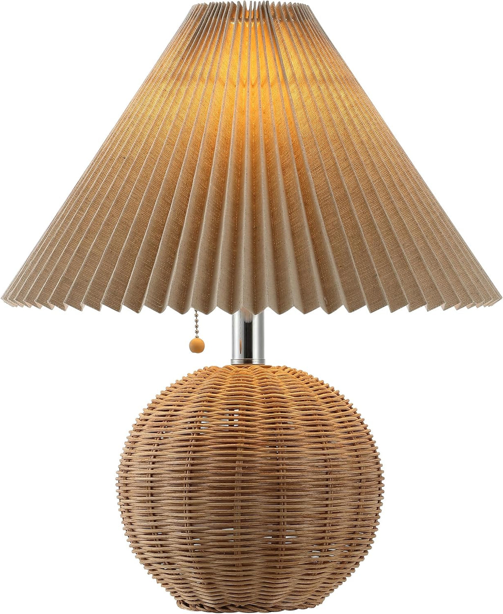 JONATHAN Y Aksel Sphere Table Lamp Coastal 17.25", Brown Wood Finish