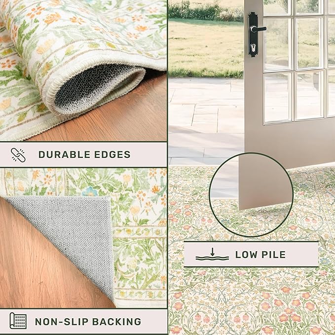 Beige Green 6x9 Washable Area Rugs - Image 4