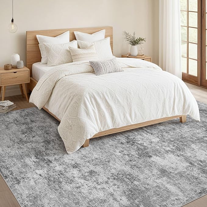 Nakagishi 8x10 Area Rugs Living Room: Washable Abstract Large Neutral Soft Rug - Image 5