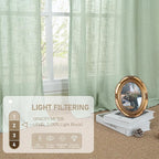 LAMIT Semi Sheer Window Linen Curtains 63 Inch Length, Light Filtering Panels - Image 4