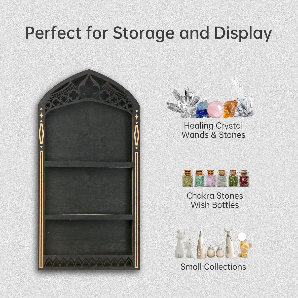 Crystal Shelf Display, Goth Room Decor, Trinket Shelf, Display Shelves