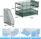 gianotter 4-Tier Desk Organizer with Drawers, File Holders, Letter Trays and Pen Holders - Workspace Accessories for Office Supplies (Green)